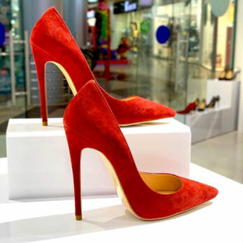 Decollete camoscio rosso