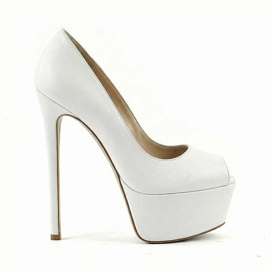 Décolleté spuntato pelle bianca