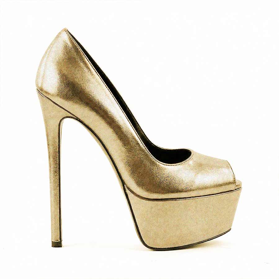 decollette spuntato pelle platino