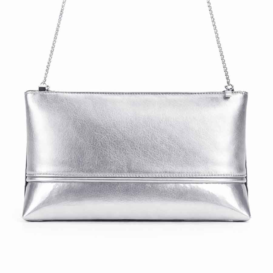 pochette pelle argento