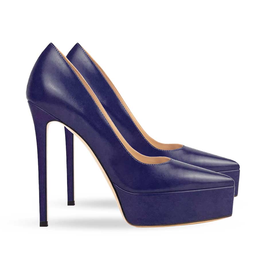 decollette pelle blu notte