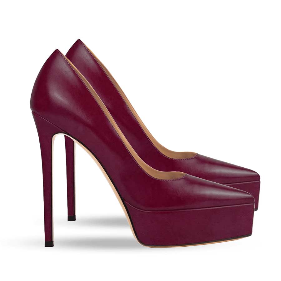 Décolleté pelle bordeau