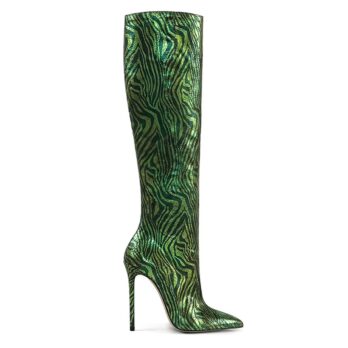 stivale pelle zebrata laminato verde