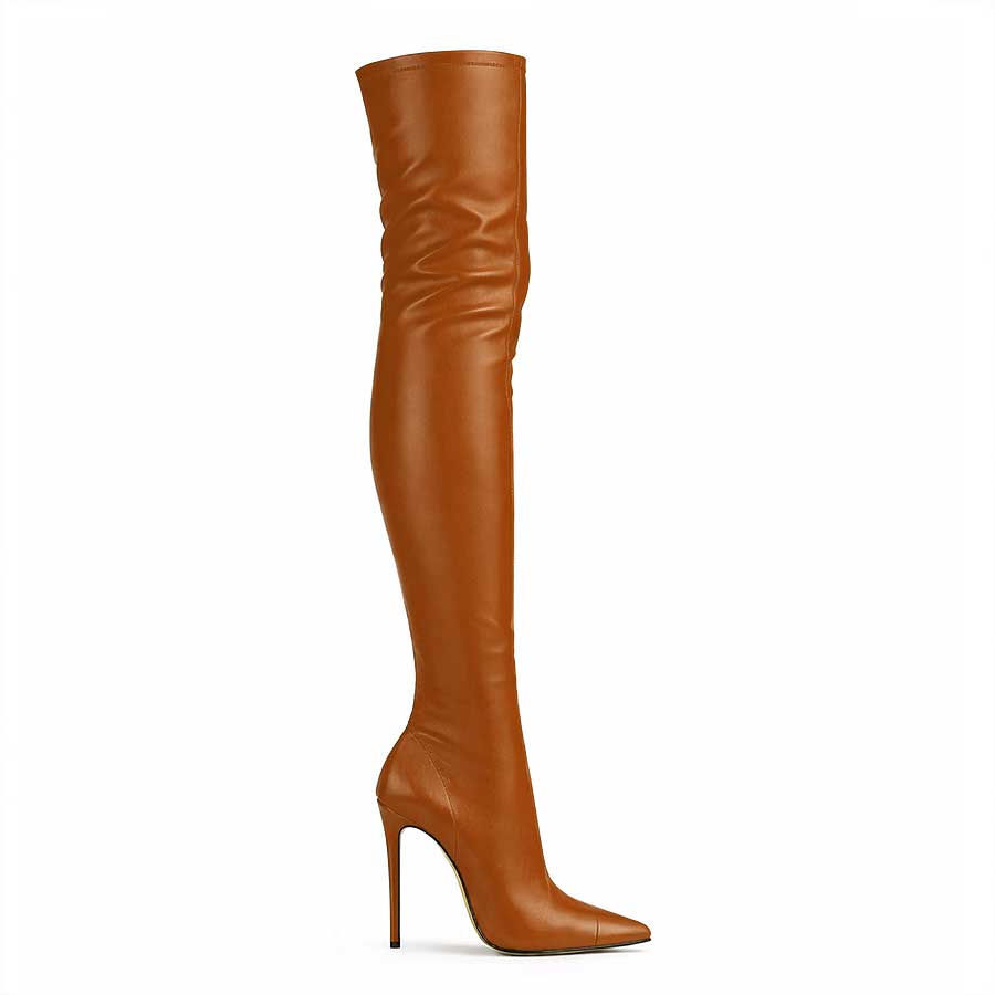 Stivale elasticizzato pelle cognac – COD. 44269