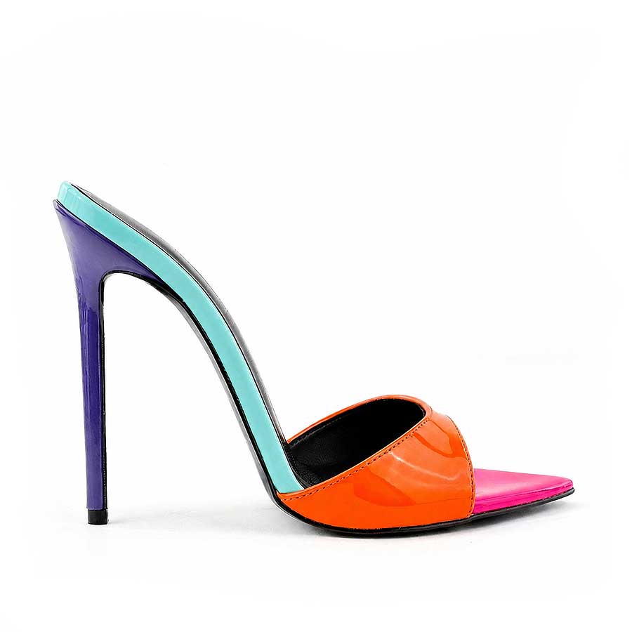 Mules vernice multicolor