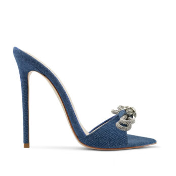 sandalo sabot jeans fiocco gioiello