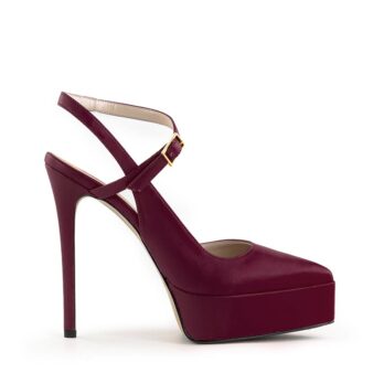 Décolleté slingback pelle Bordeaux