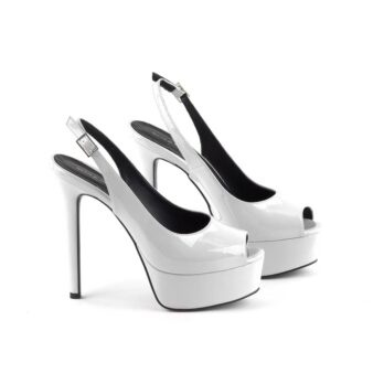 Decollete slingback vernice bianca
