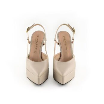 Decollete slingback pelle beige
