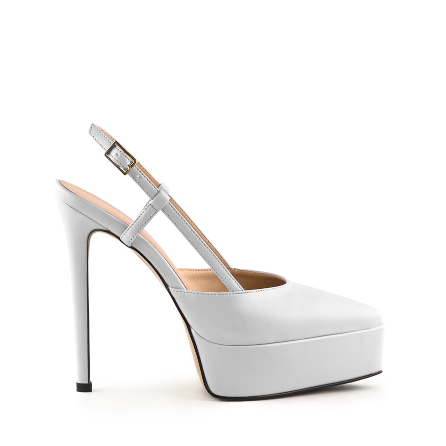 Decollete slingback pelle bianca