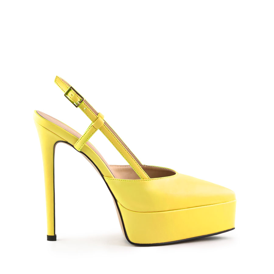 Decollete slingback pelle gialla