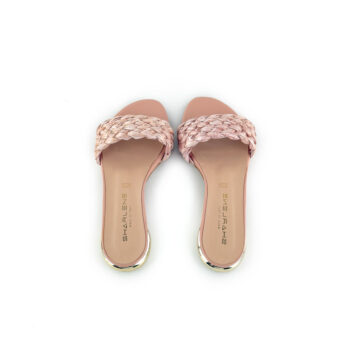 Mules pelle rosa/ paglia intrecciata – COD. 155582