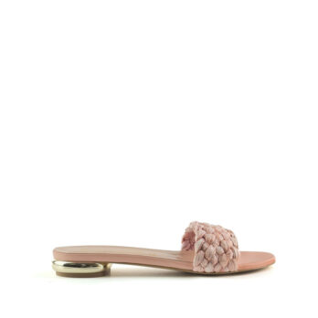 Mules pelle rosa/ paglia intrecciata – COD. 155582\