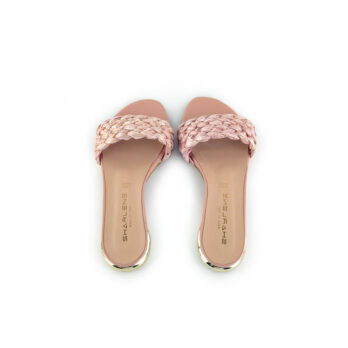 Mules pelle rosa/ paglia intrecciata – COD. 155582