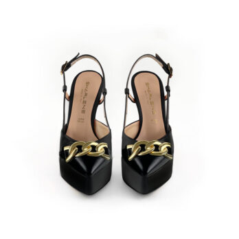 Decollete slingback pelle nera/ charme