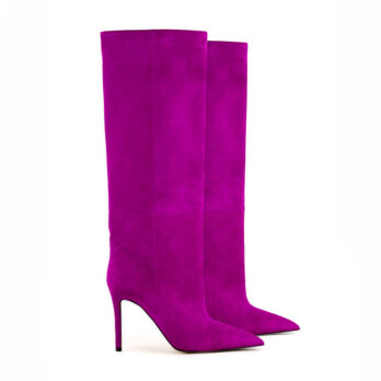 stivale scamosciato fuxia vera pelle