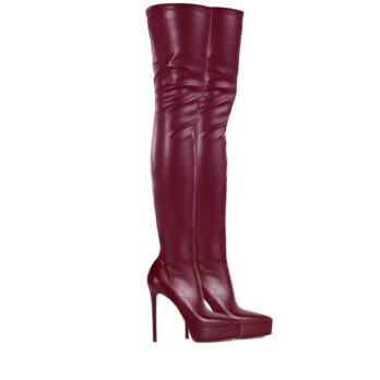 Stivale elasticizzato pelle bordeau