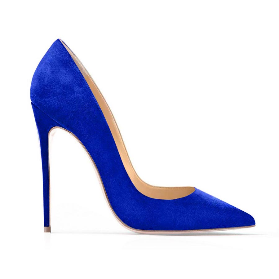 Decollete camoscio bluette