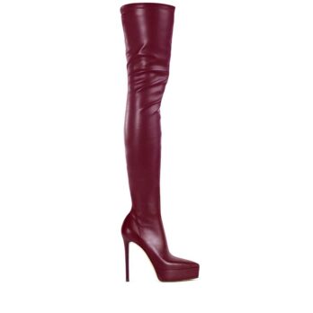 Stivale elasticizzato pelle bordeau