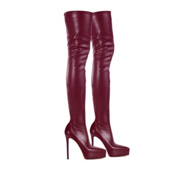 Stivale elasticizzato pelle bordeau