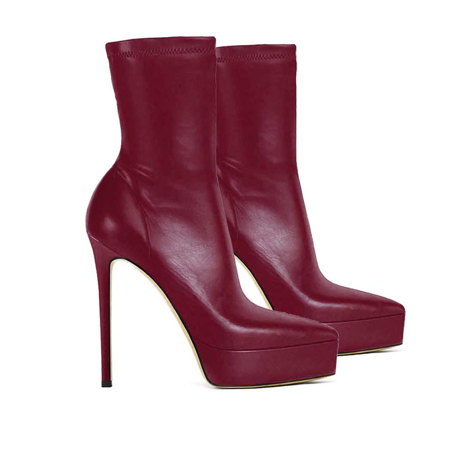 stivaletto pelle bordeau elasticizzata