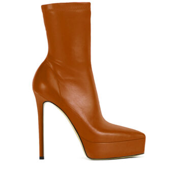 stivaletto pelle cognac elasticizzata