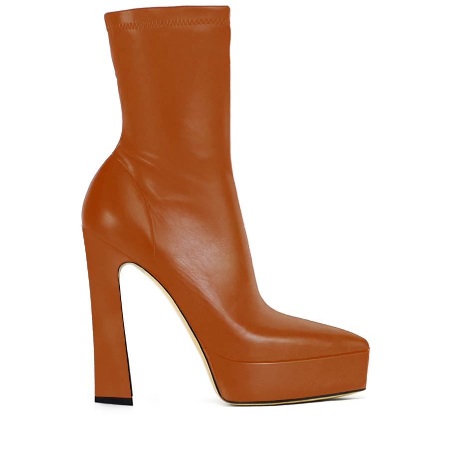stivaletto pelle cognac elasticizzata