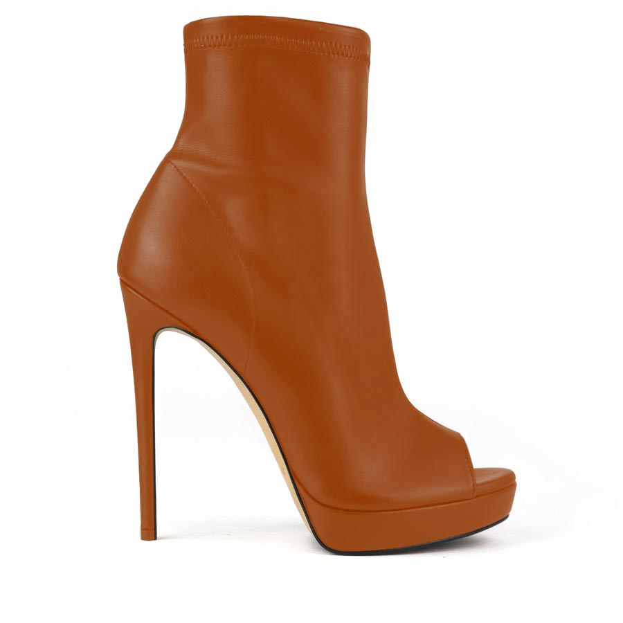 Tronchetto spuntato elasticizzato pelle cognac