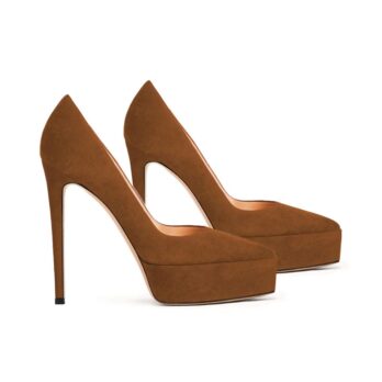 Décolleté camoscio cognac