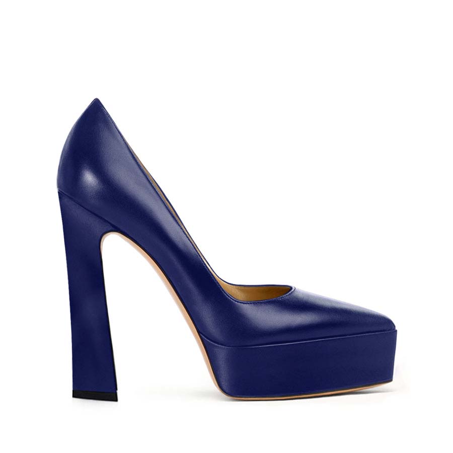 Décolleté pelle blu notte