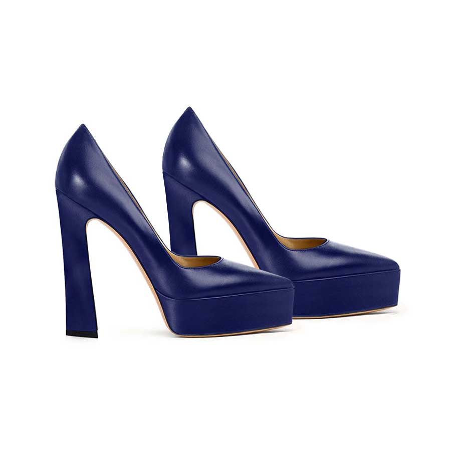 Décolleté pelle blu notte
