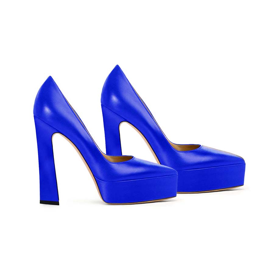 Décolleté pelle bluette