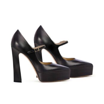 decollette pelle nera cinturino