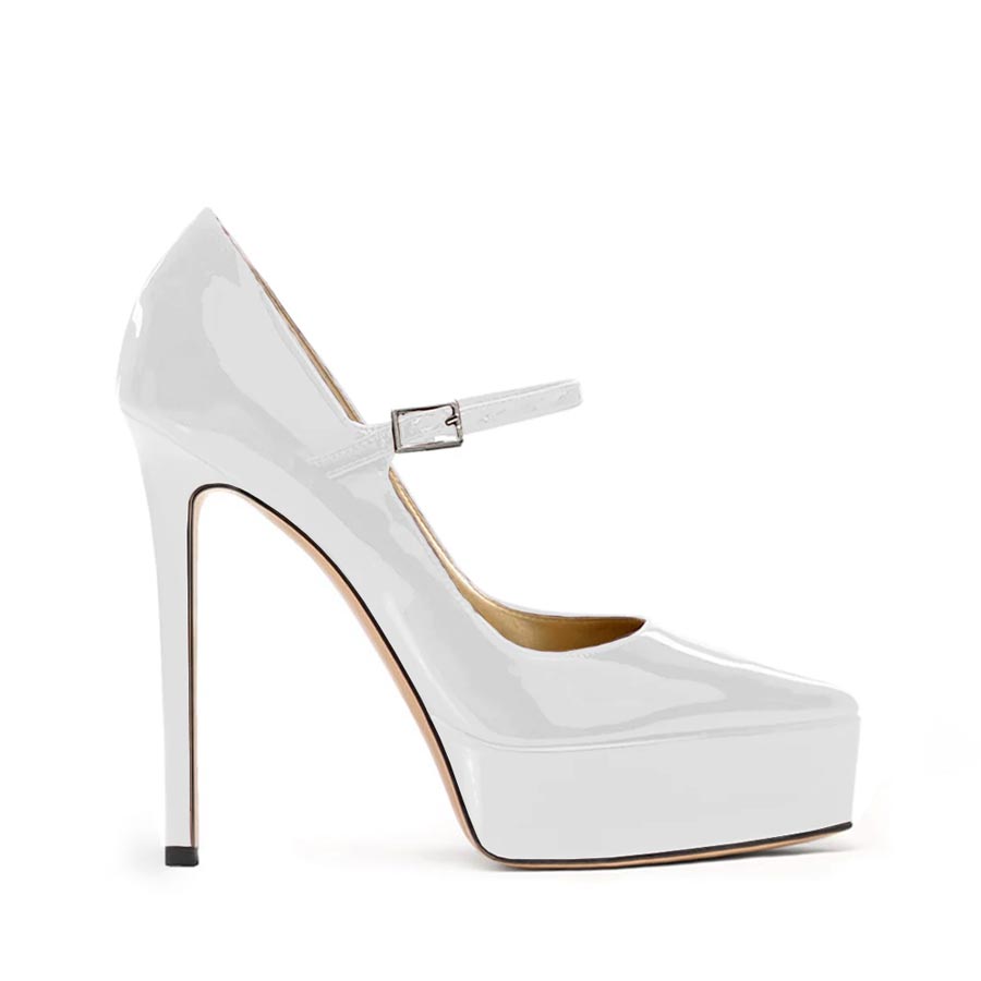 Décolleté vernice bianca cinturino