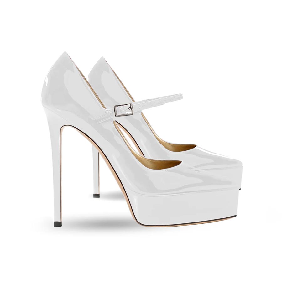 Décolleté vernice bianca cinturino