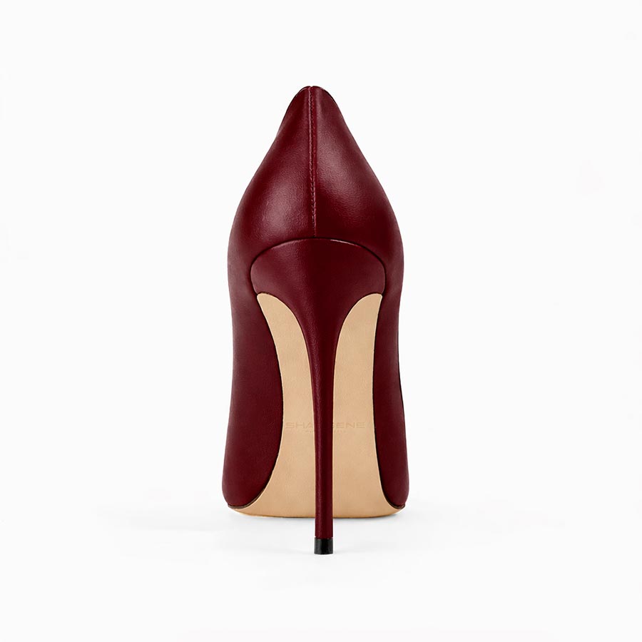 decollette pelle bordeau tacco10