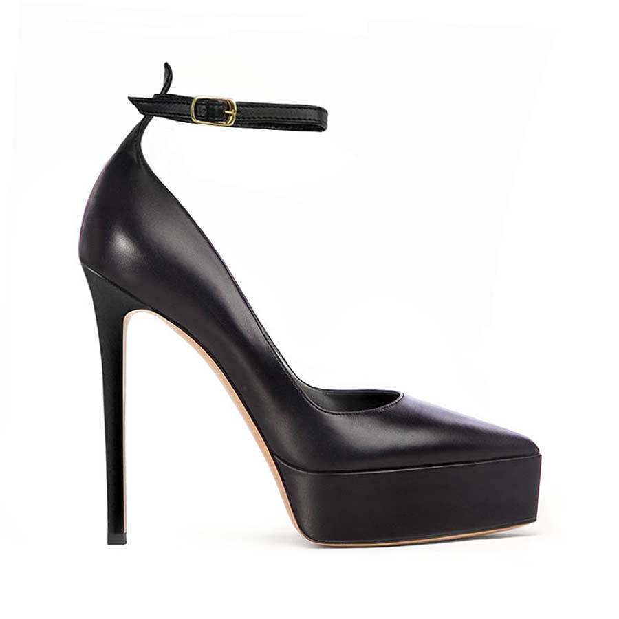 Décolleté pelle nera cinturino