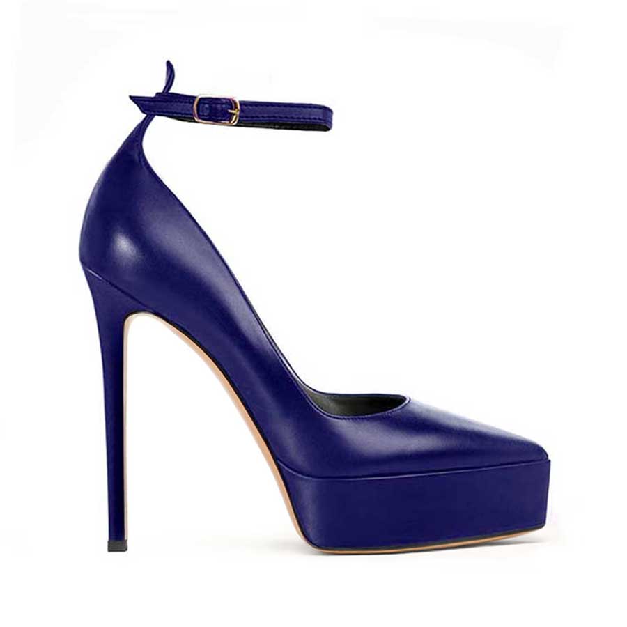 decollette pelle blu notte