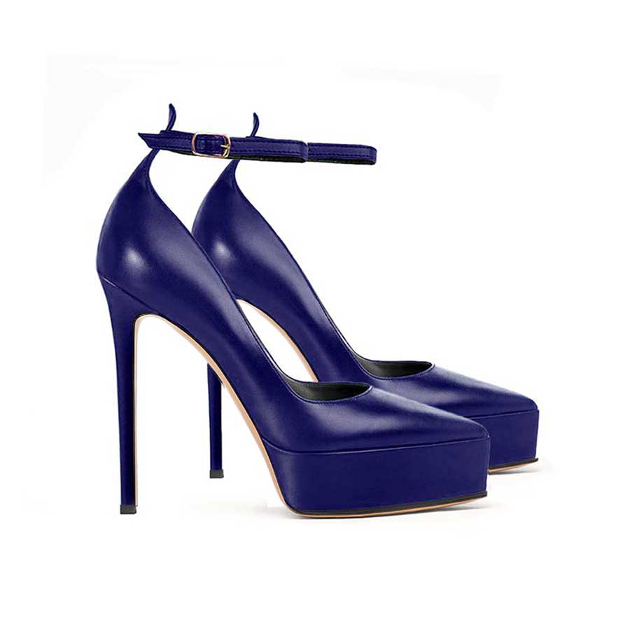 decollette pelle blu notte