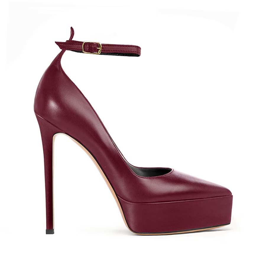 Décolleté pelle bordeau