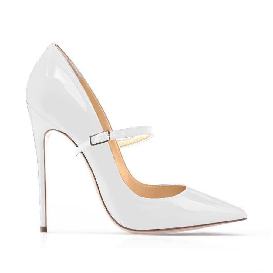 decollete vernice bianca cinturino