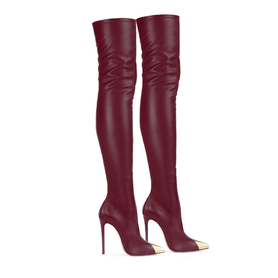 Stivale a punta in pelle elasticizzata