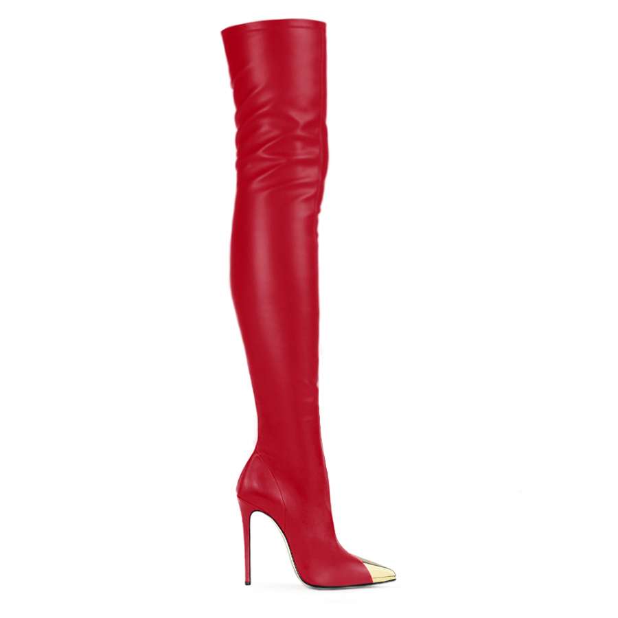 Stivale a punta in pelle elasticizzata