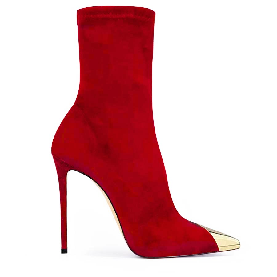 Tronchetto in camoscio rosso