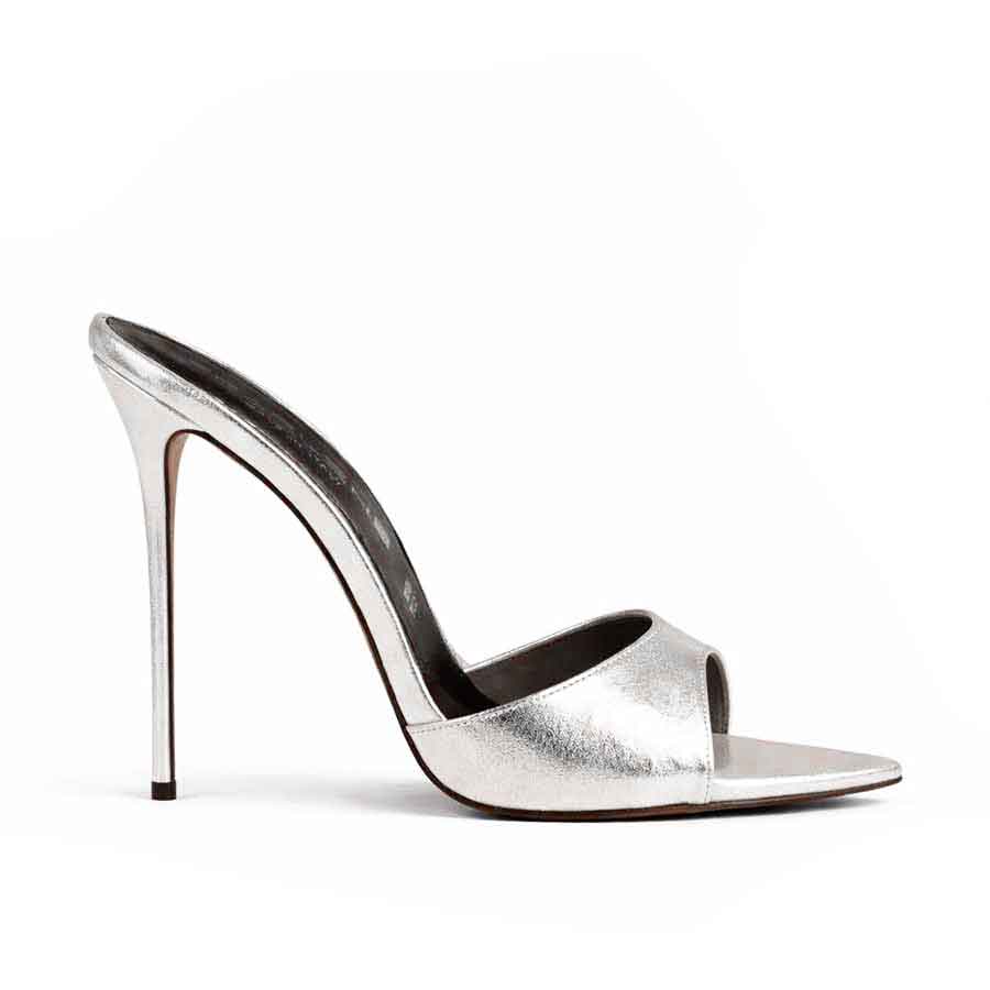 mules argento pelle