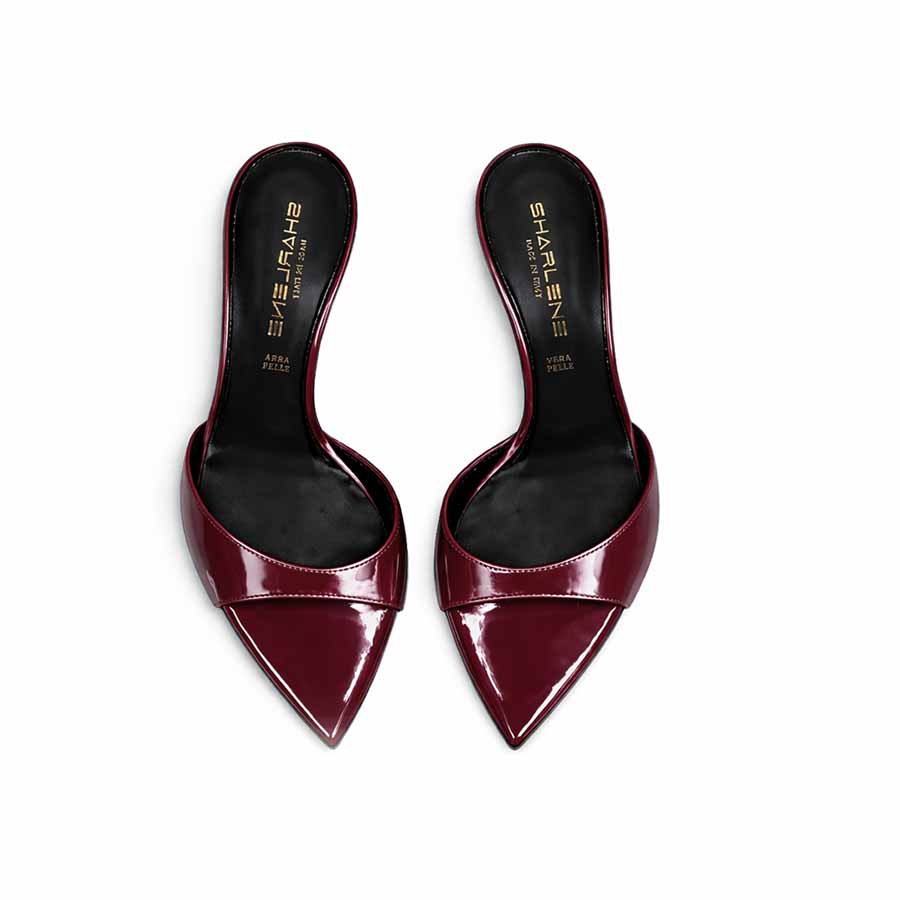 mules bordeau vernice