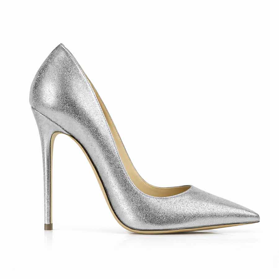 decollette pelle argento