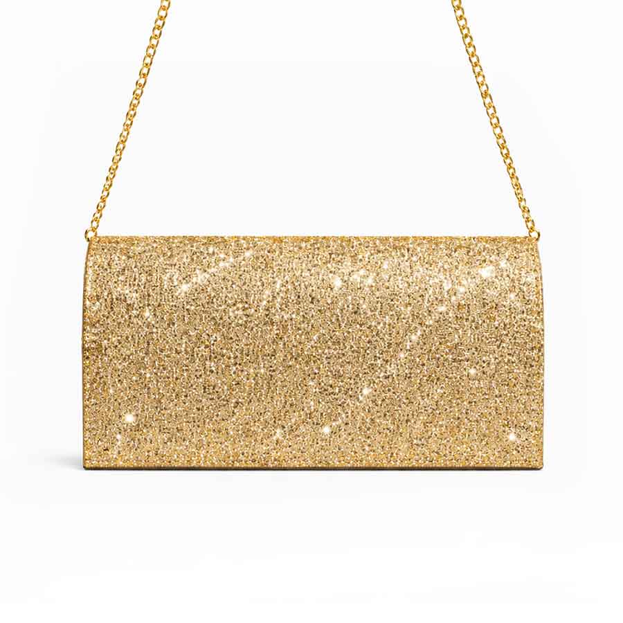 pochette glitter platino