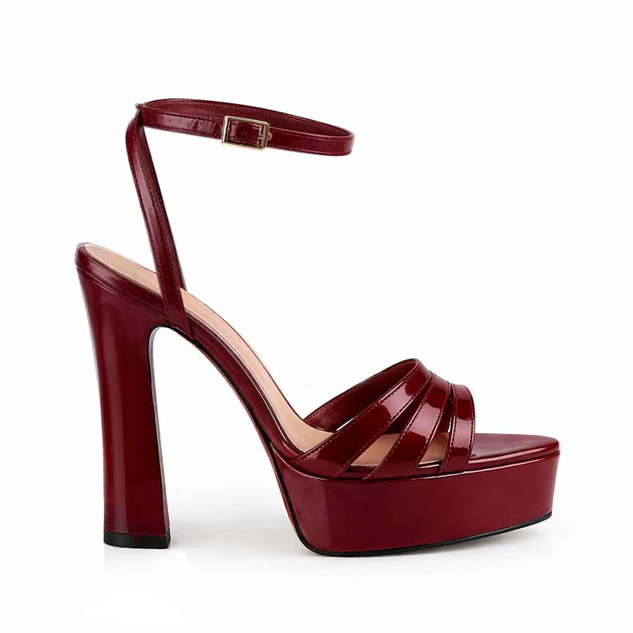 sandalo vernice bordeau