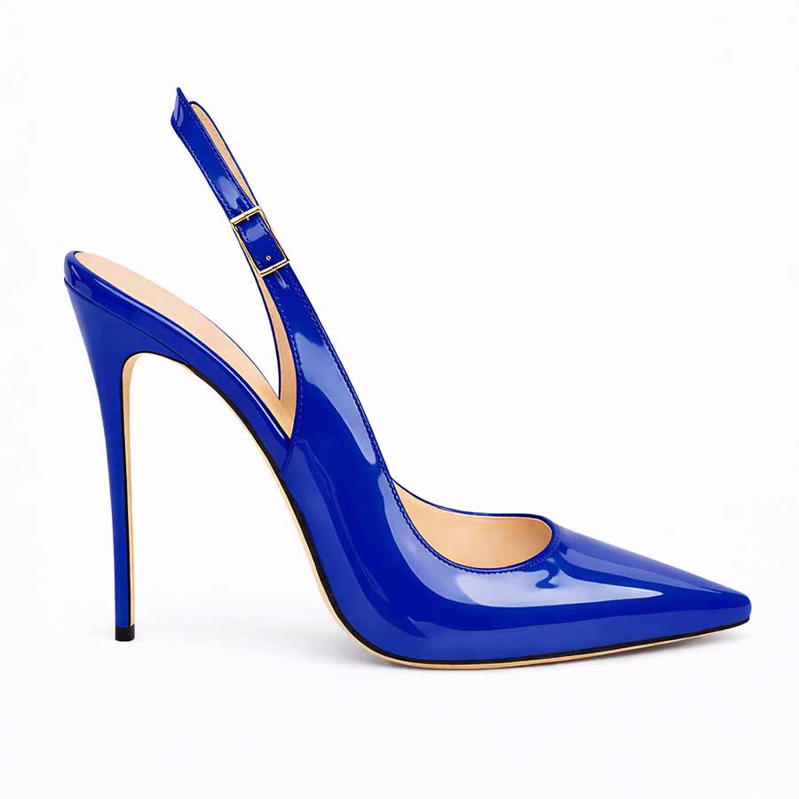 slingback vernice bluette